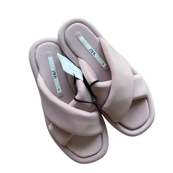 Zara Puff Slides Crisscrossed Sandals - Picture 10 of 13